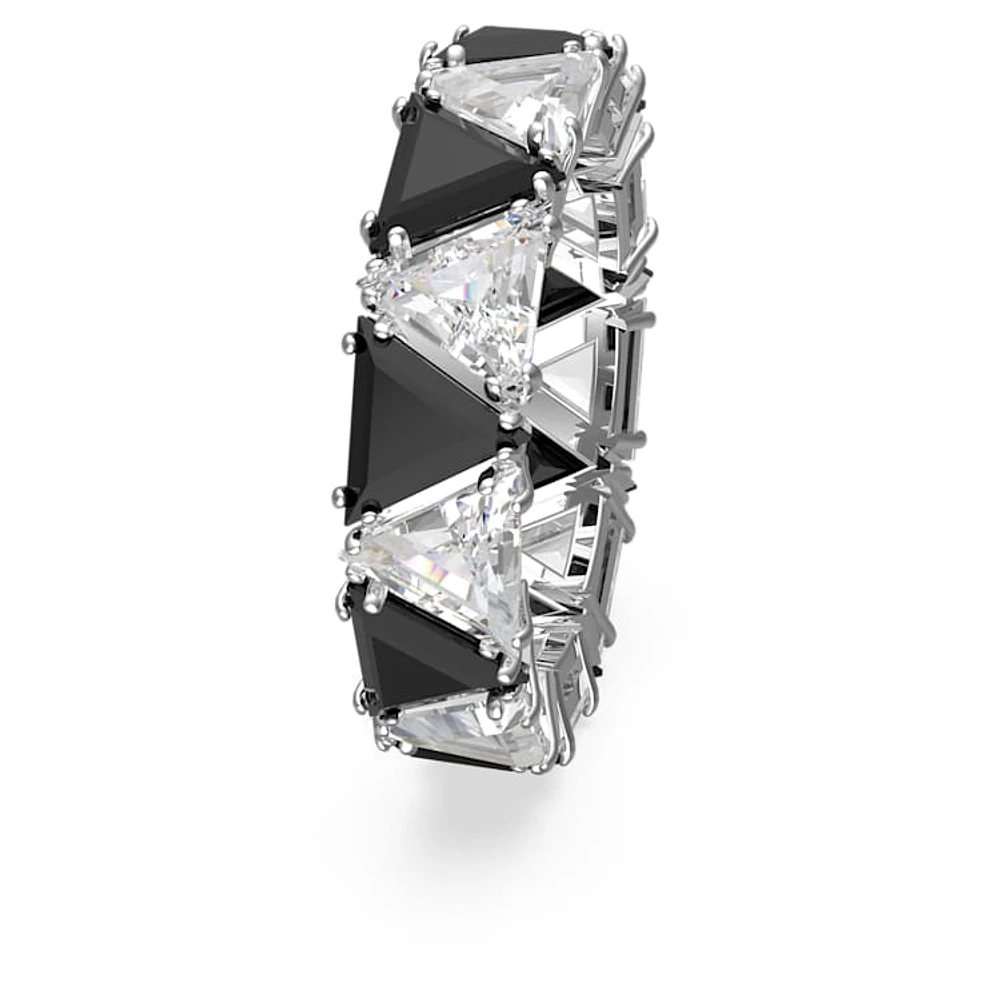 Matrix cocktail ring, Triangle cut, Black, Rhodium plated by SWAROVSKI