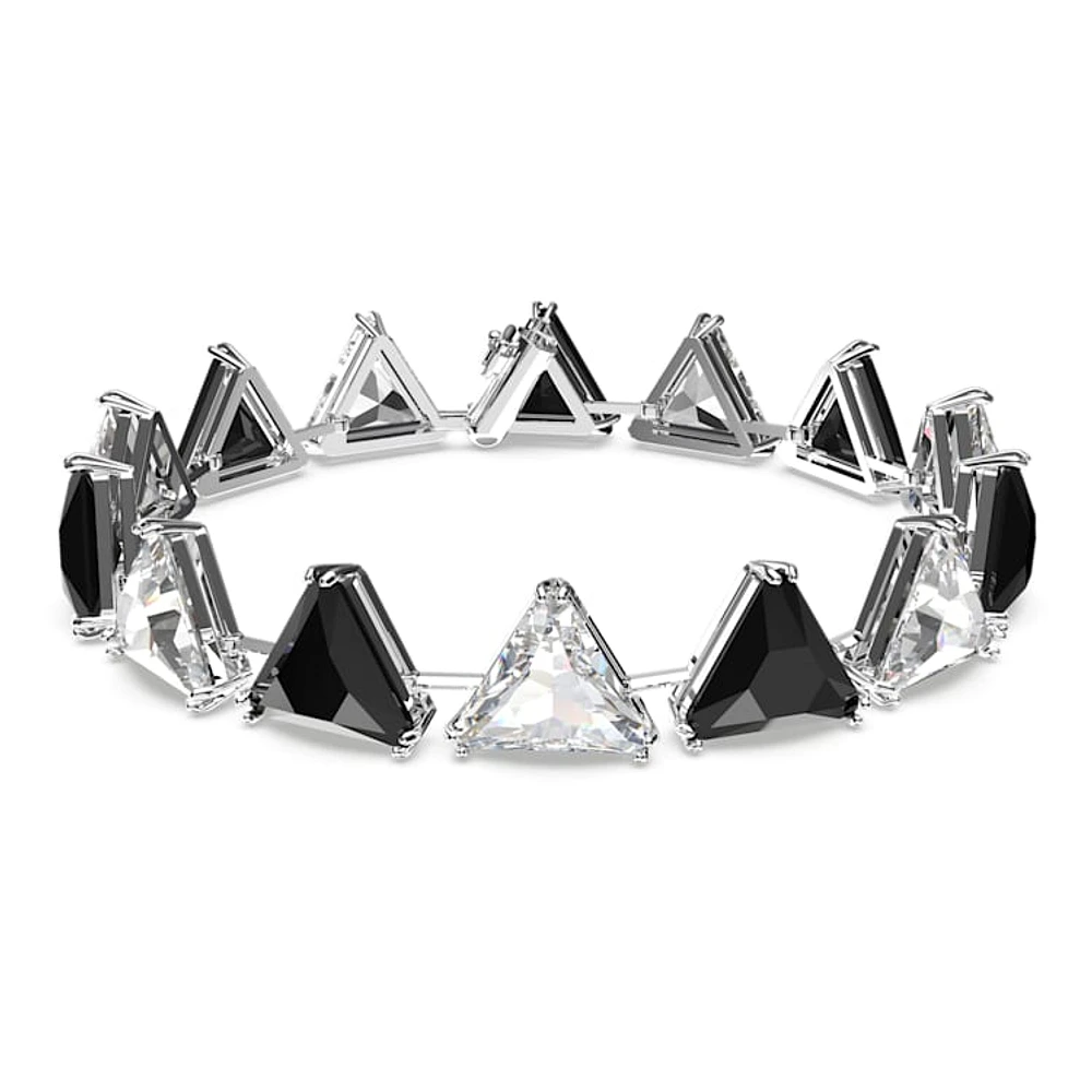 Matrix Tennis bracelet, Triangle cut, Black, Rhodium plated by SWAROVSKI