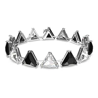 Matrix Tennis bracelet, Triangle cut, Black, Rhodium plated by SWAROVSKI