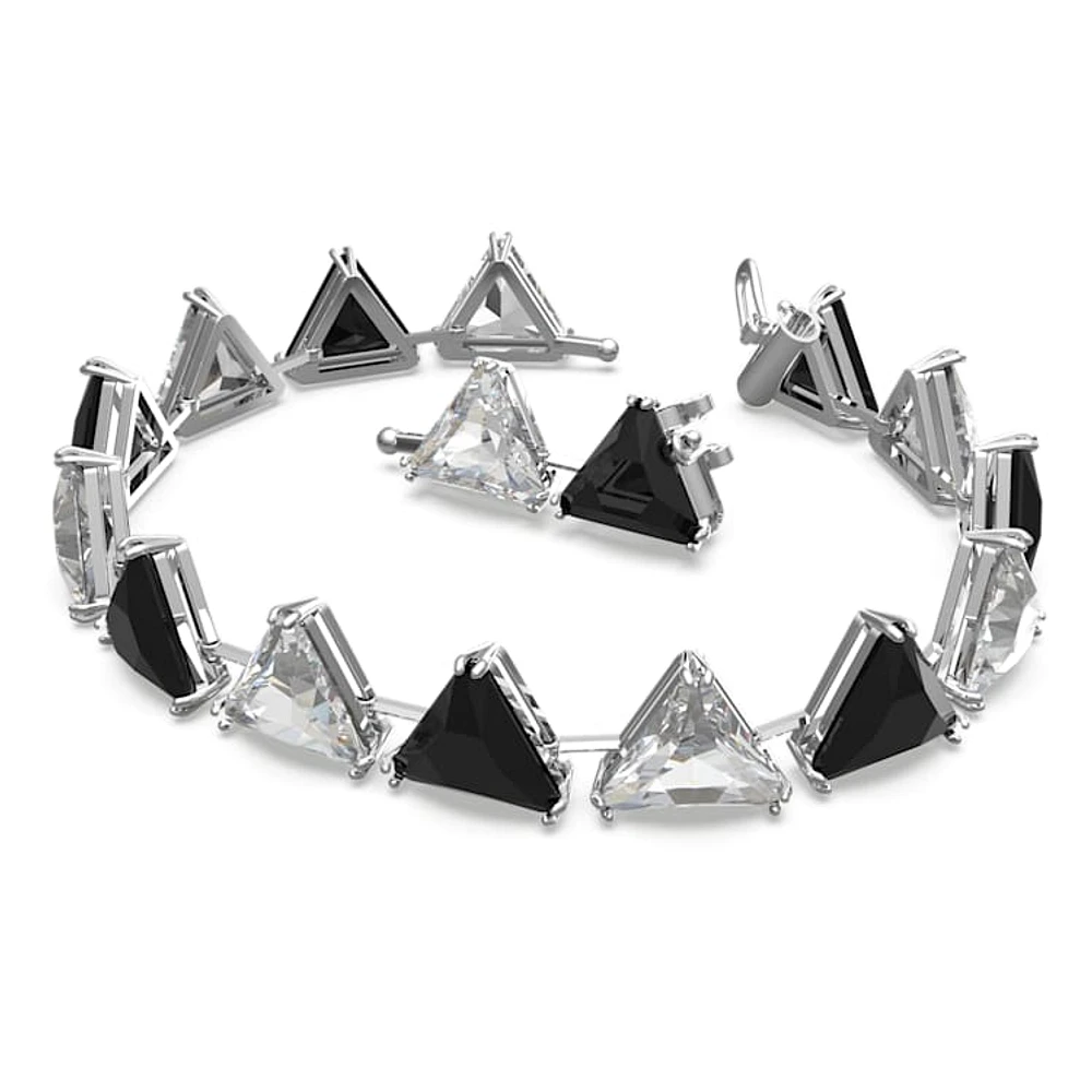 Matrix Tennis bracelet, Triangle cut, Black, Rhodium plated by SWAROVSKI