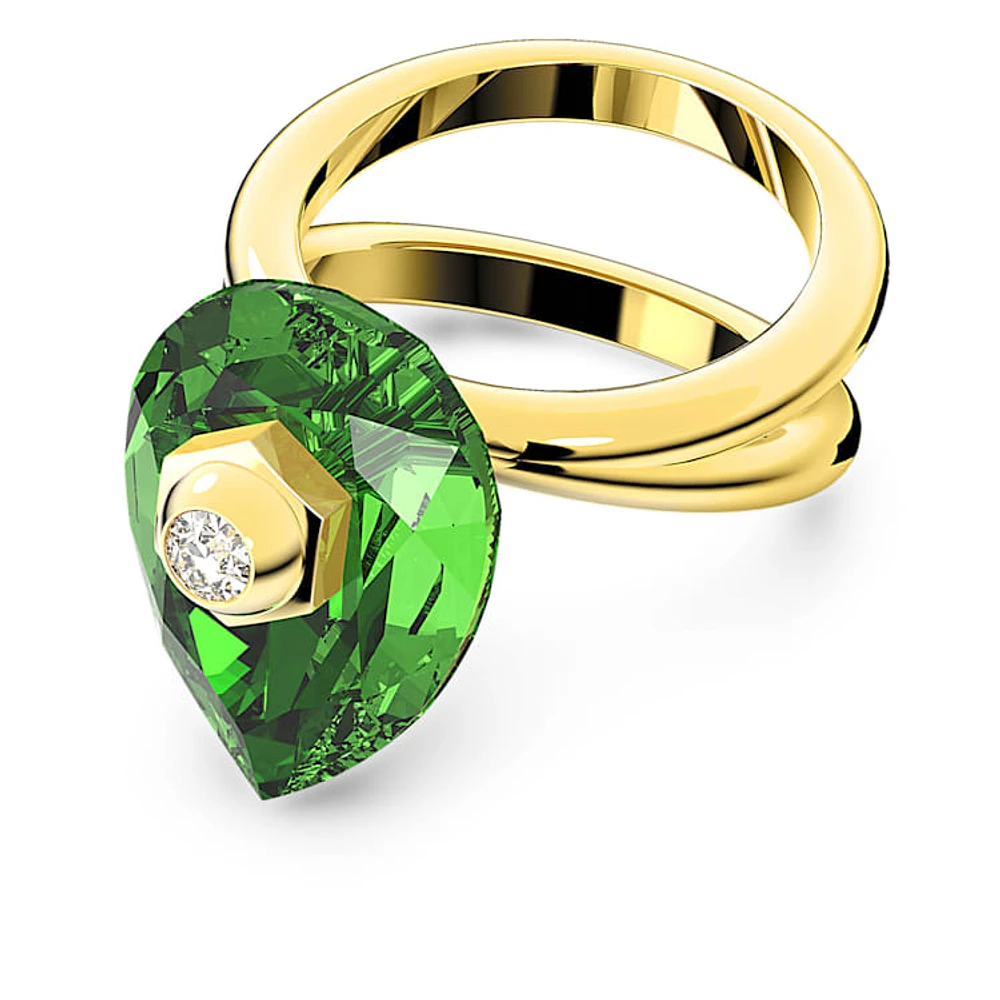 Numina ring, Pear cut, Green, Gold-tone plated by SWAROVSKI