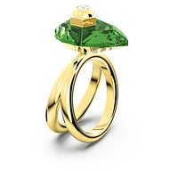 Numina ring, Pear cut, Green, Gold-tone plated by SWAROVSKI