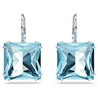 Millenia drop earrings, Square cut, Blue, Rhodium plated by SWAROVSKI