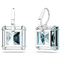 Millenia drop earrings, Square cut, Blue, Rhodium plated by SWAROVSKI