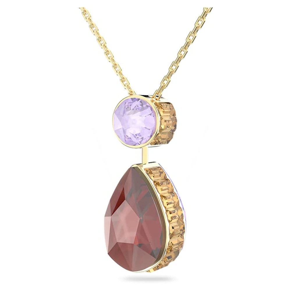 Chroma necklace, Drop cut, Small, Multicoloured, Gold-tone plated by SWAROVSKI