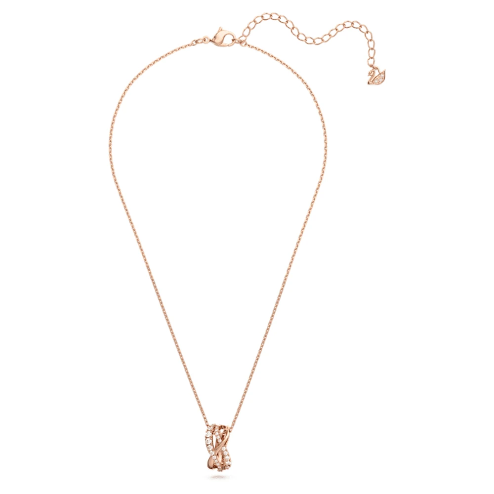 Hyperbola necklace, White, Rose gold-tone plated by SWAROVSKI