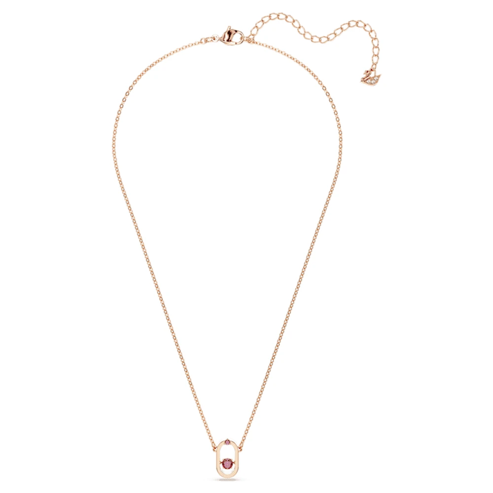 Una pendant, Round cut, Oval shape, Red, Rose gold-tone plated by SWAROVSKI