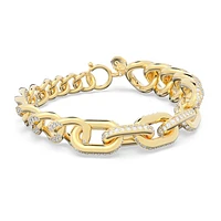 Dextera bracelet, Pavé, White, Gold-tone plated by SWAROVSKI