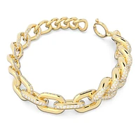 Dextera bracelet, Pavé, White, Gold-tone plated by SWAROVSKI