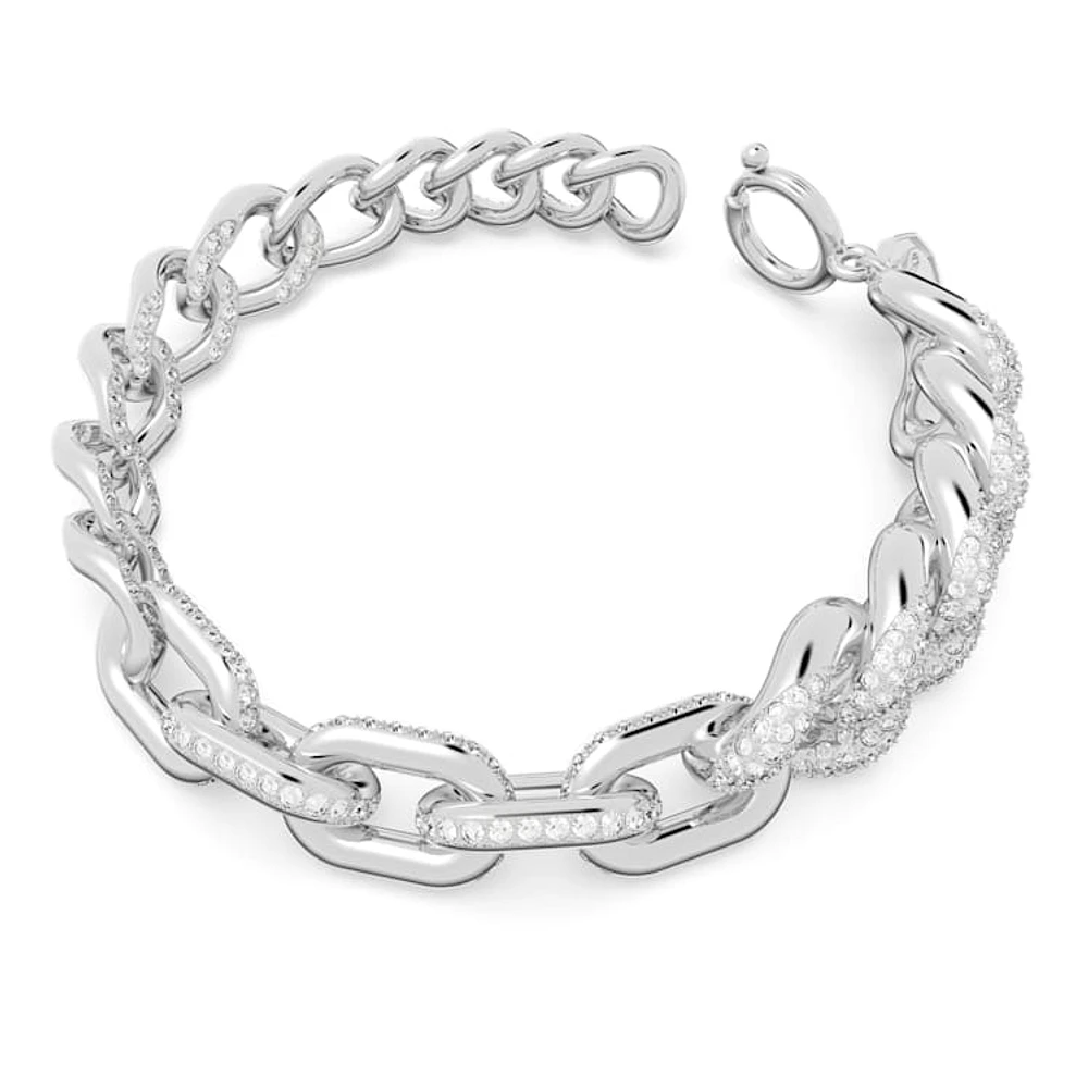 Dextera bracelet, Pavé, White, Rhodium plated by SWAROVSKI