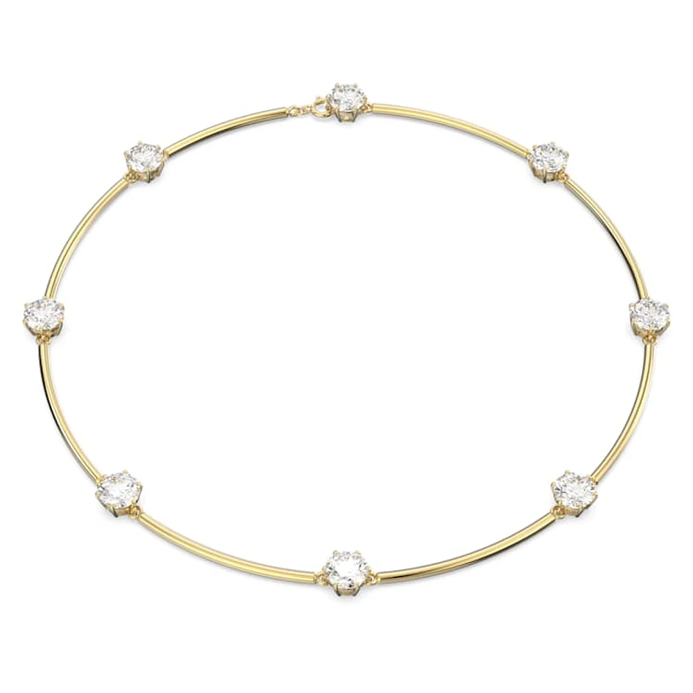 Constella choker, Round cut, White, Shiny gold-tone plated by SWAROVSKI