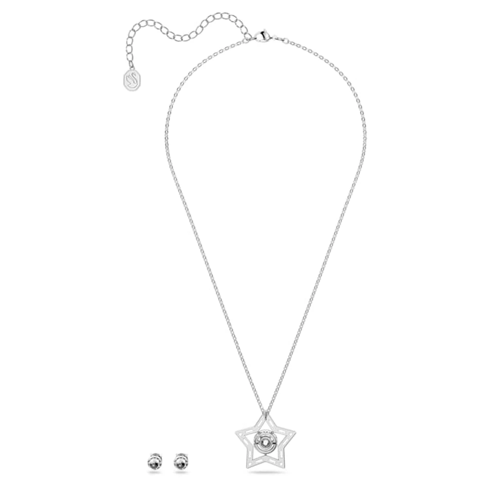 Stella set, Mixed cuts, Star, White, Rhodium plated by SWAROVSKI