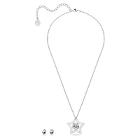 Stella set, Mixed cuts, Star, White, Rhodium plated by SWAROVSKI