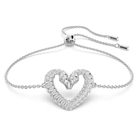 Sublima bracelet, Heart, Medium, White, Rhodium plated by SWAROVSKI