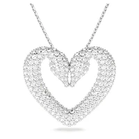 Sublima pendant, Heart, Large, White, Rhodium plated by SWAROVSKI