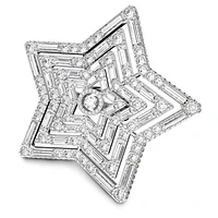 Stella ring, Mixed cuts, Star, Large, White, Rhodium plated by SWAROVSKI