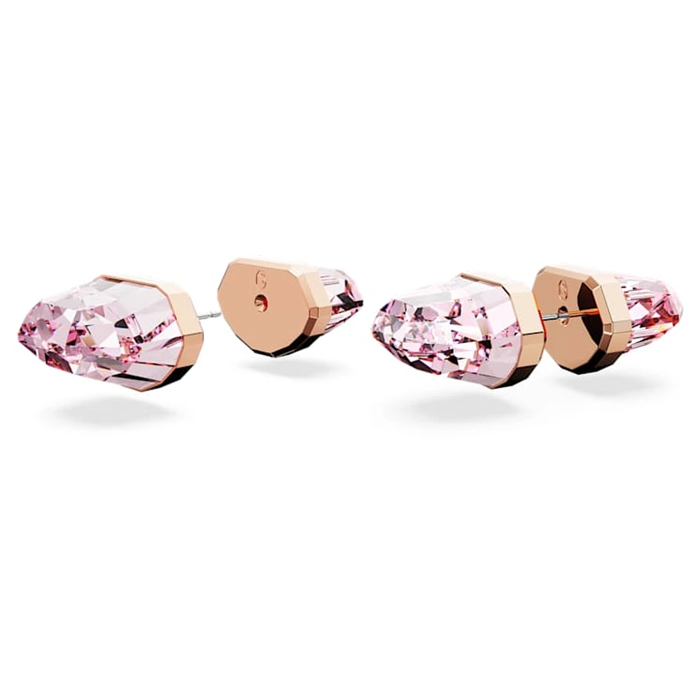 Lucent stud earrings, Pink, Rose gold-tone plated by SWAROVSKI