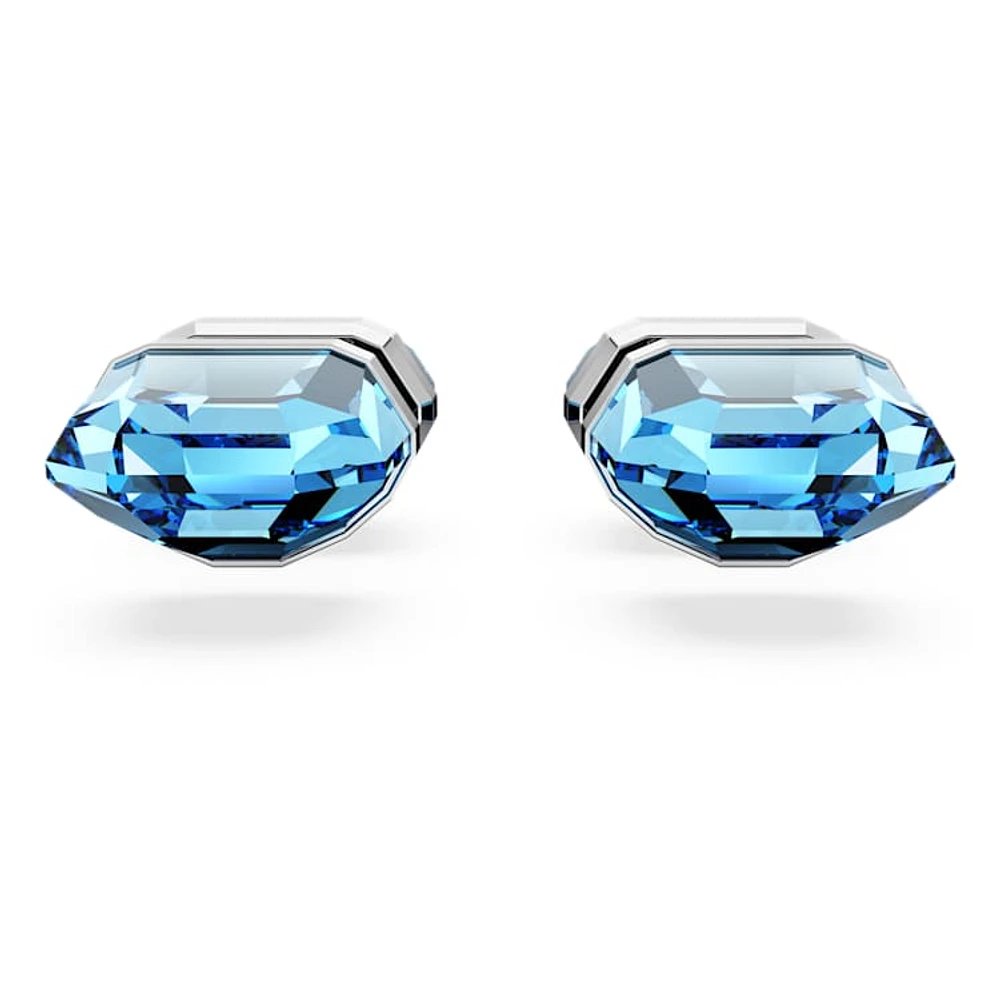 Lucent stud earrings, Blue, Rhodium plated by SWAROVSKI