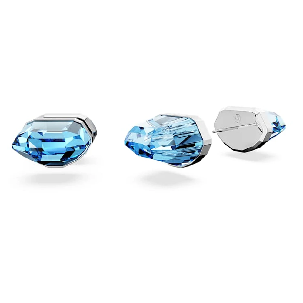 Lucent stud earrings, Blue, Rhodium plated by SWAROVSKI