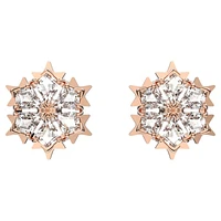 Magic stud earrings, Snowflake, White, Rose gold-tone plated by SWAROVSKI