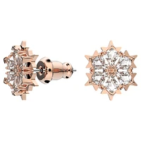 Magic stud earrings, Snowflake, White, Rose gold-tone plated by SWAROVSKI