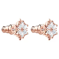 Magic stud earrings, Snowflake, White, Rose gold-tone plated by SWAROVSKI