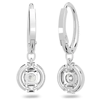 Una drop earrings, Round cut, Pavé, White, Rhodium plated by SWAROVSKI