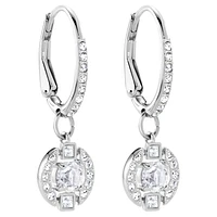 Una drop earrings, Round cut, Pavé, White, Rhodium plated by SWAROVSKI