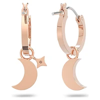 Symbolica drop earrings, Moon and star, Black, Rose gold-tone plated by SWAROVSKI