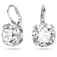 Millenia drop earrings, Round cut, White, Rhodium plated by SWAROVSKI