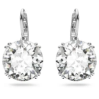 Millenia drop earrings, Round cut, White, Rhodium plated by SWAROVSKI