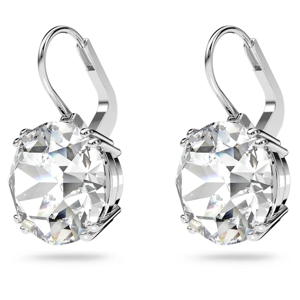 Millenia drop earrings, Round cut, White, Rhodium plated by SWAROVSKI