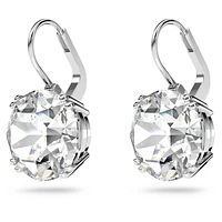 Millenia drop earrings, Round cut, White, Rhodium plated by SWAROVSKI