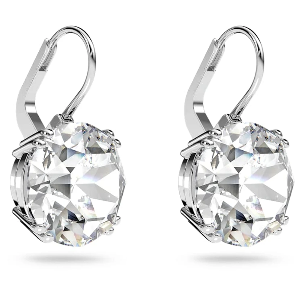 Millenia drop earrings, Round cut, White, Rhodium plated by SWAROVSKI