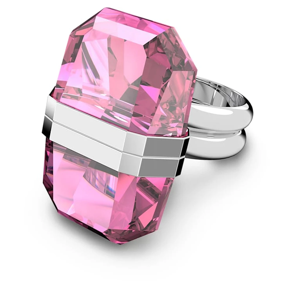 Lucent ring, Magnetic closure, Pink, Rhodium plated by SWAROVSKI