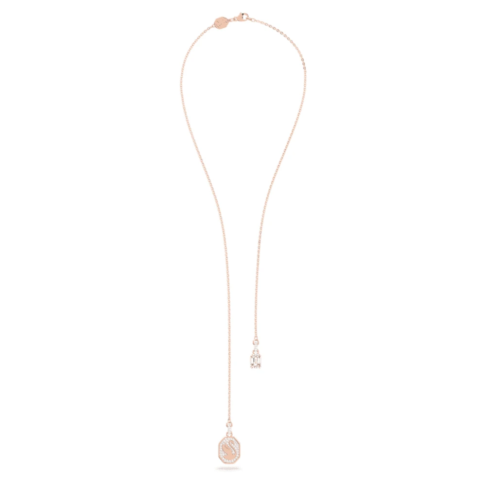 Swan Y necklace, Swan, White, Rose gold-tone plated by SWAROVSKI