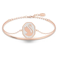 Swan bangle, Swan, White, Rose gold-tone plated by SWAROVSKI