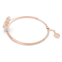 Swan bangle, Swan, White, Rose gold-tone plated by SWAROVSKI