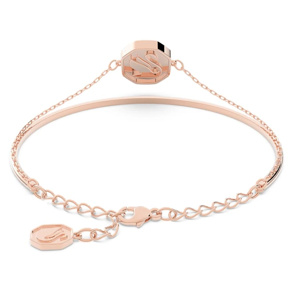 Swan bangle, Swan, White, Rose gold-tone plated by SWAROVSKI