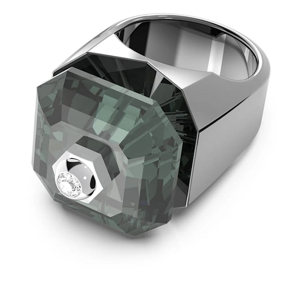 Numina cocktail ring, Octagon cut, Black, Ruthenium plated by SWAROVSKI