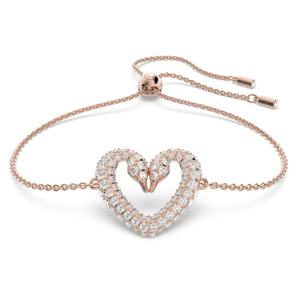 Sublima bracelet, Heart, Medium, White, Rose gold-tone plated by SWAROVSKI