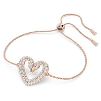 Sublima bracelet, Heart, Medium, White, Rose gold-tone plated by SWAROVSKI