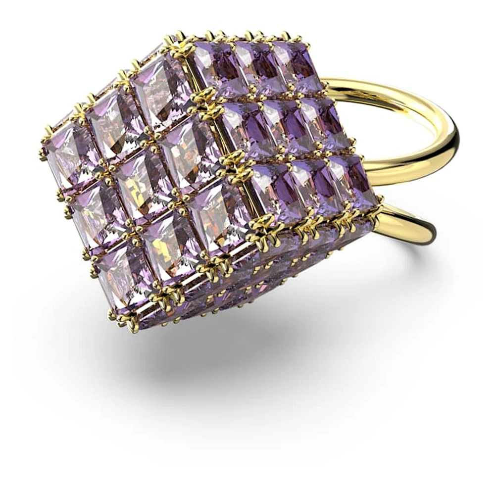 Curiosa cocktail ring, Square cut, Purple, Gold-tone plated by SWAROVSKI