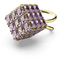 Curiosa cocktail ring, Square cut, Purple, Gold-tone plated by SWAROVSKI