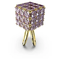 Curiosa cocktail ring, Square cut, Purple, Gold-tone plated by SWAROVSKI