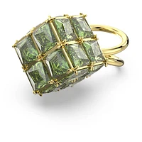 Curiosa cocktail ring, Square cut, Green, Gold-tone plated by SWAROVSKI