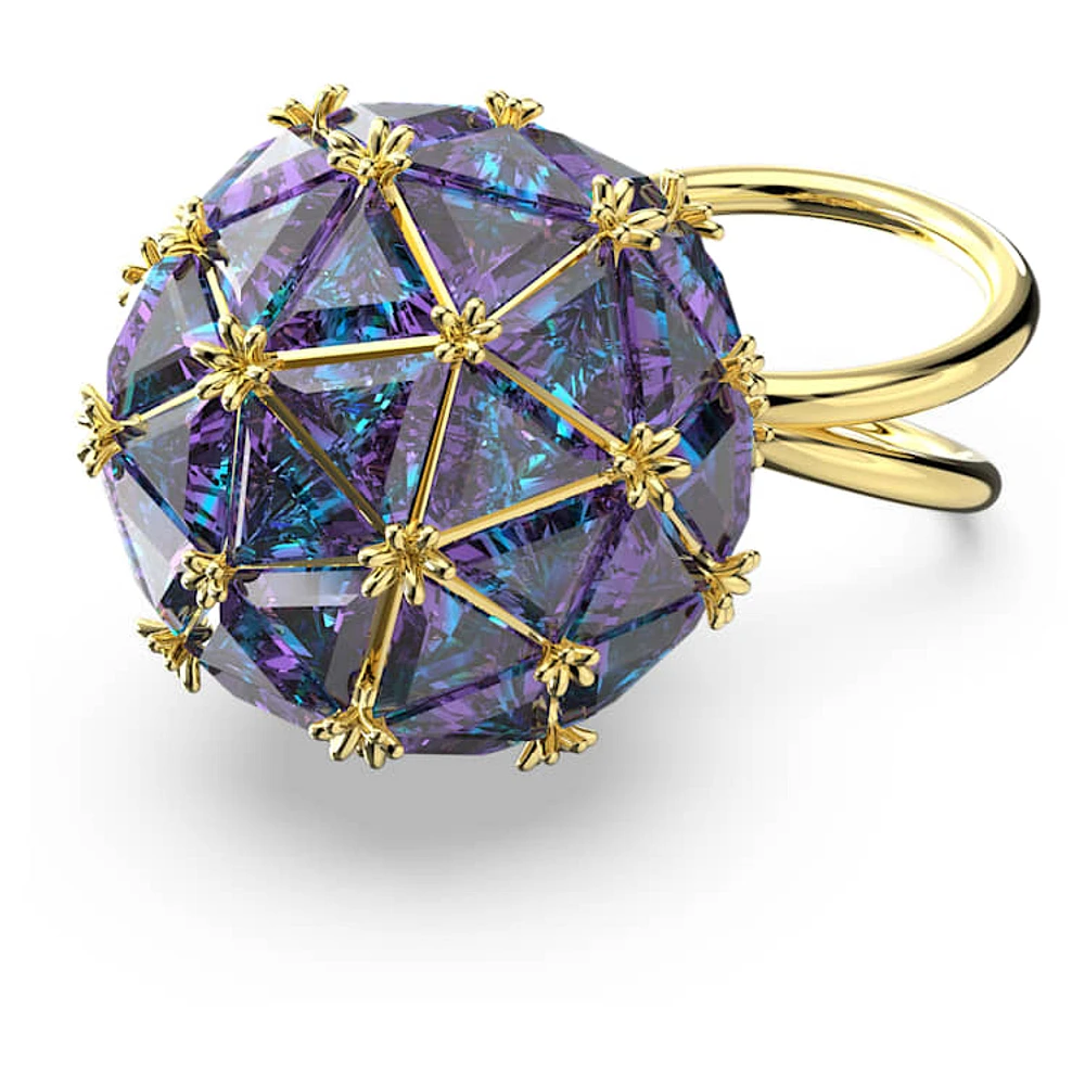 Curiosa cocktail ring, Triangle cut, Blue, Gold-tone plated by SWAROVSKI