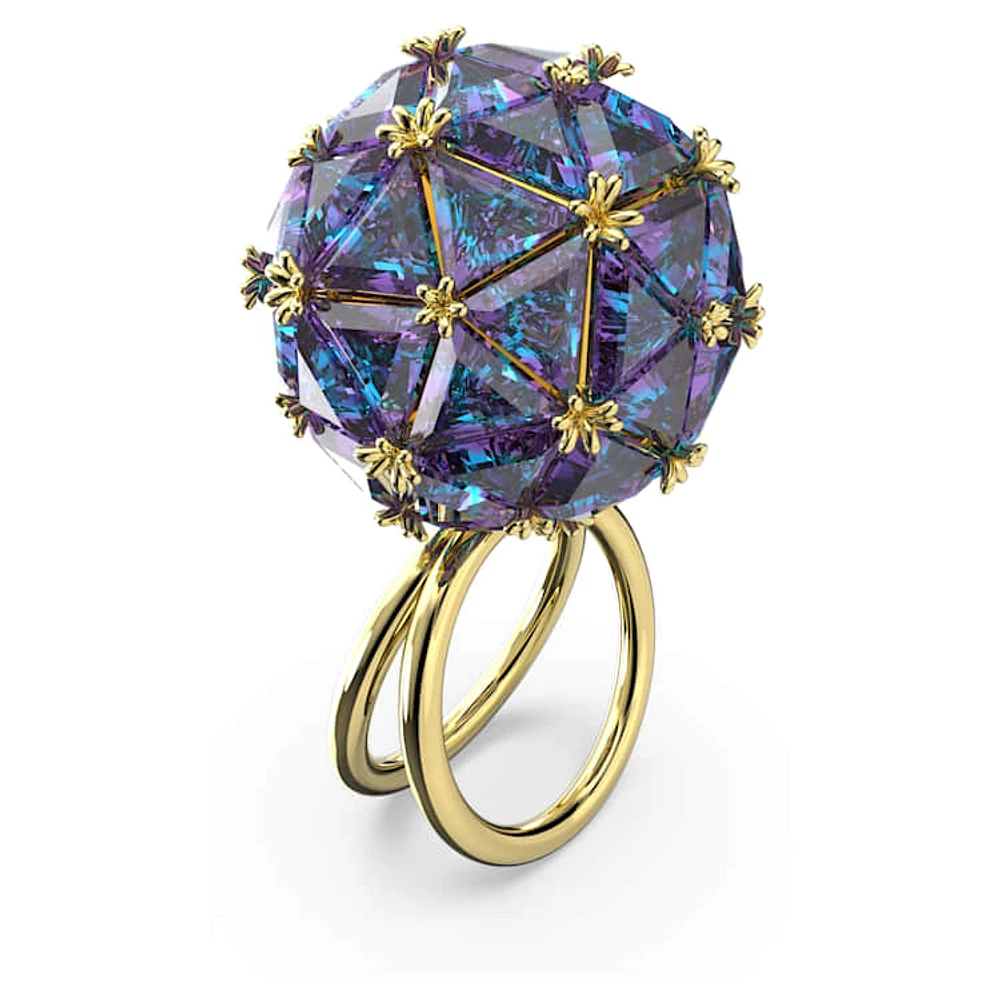 Curiosa cocktail ring, Triangle cut, Blue, Gold-tone plated by SWAROVSKI