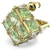 Curiosa stud earring, Single, Square cut, Green, Gold-tone plated by SWAROVSKI