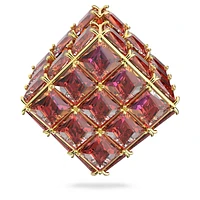 Curiosa stud earring, Single, Square cut, Orange, Gold-tone plated by SWAROVSKI